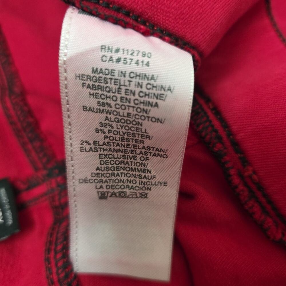 Y2K True Religion Red Skinny Jean Leggings Womens XL Stretch Jeggings - Picture 9 of 9